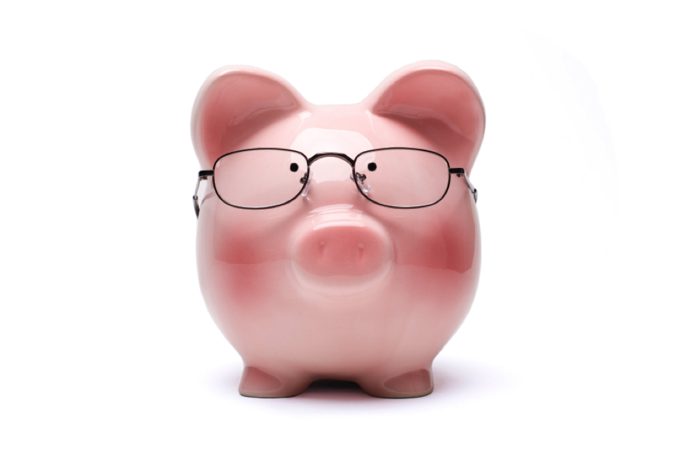 piggy bank with glasses