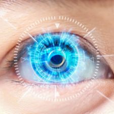 Close up of a Blue Eye with Concepts of Laser Eye Surgery.
